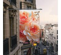 Drapeau de cour double face de 0,9 x 1,5 m pour extérieur/intérieur, drapeau de brise, pêche, pivoine, bannières de bienvenue pour jardin, maison, vacances, décoration d'intérieur, drapeaux de jardin