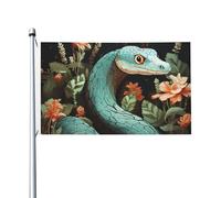Drapeau de cour double face de 0,9 x 1,5 m pour extérieur/intérieur - Drapeau de brise serpent et fleur - Bannières de bienvenue pour jardin, maison, vacances, décoration d'intérieur
