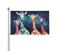 Drapeau de cour double face de 0,9 x 1,5 m pour extérieur/intérieur - Drapeau de girafe coloré pour amateurs de bienvenue pour jardin, maison, vacances, décoration de la maison