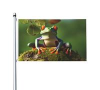 Drapeau de cour double face de 0,9 x 1,5 m pour extérieur/intérieur - Drapeau de la paix grenouille arbre de bienvenue pour jardin, maison, vacances, décoration de la maison, drapeau de jardin