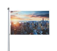 Drapeau de cour double face de 0,9 x 1,5 m pour extérieur/intérieur - Drapeau de la ville de New York - Bannières de bienvenue pour jardin, maison, vacances, décoration d'intérieur