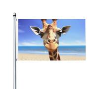 Drapeau de cour double face de 0,9 x 1,5 m pour extérieur/intérieur - Drapeau de plage girafe de bienvenue pour jardin, maison, vacances, décoration de la maison, drapeau de jardin