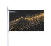 Drapeau de cour double face de 0,9 x 1,5 m pour extérieur/intérieur - Drapeau doré et noir - Bannières de bienvenue pour jardin, maison, vacances, décoration d'intérieur