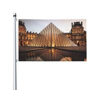 Drapeau de cour double face de 0,9 x 1,5 m pour extérieur/intérieur - Drapeau du Louvre Musée à Paris - Bannières de bienvenue pour jardin, maison, vacances, décoration d'intérieur, drapeau de jardin