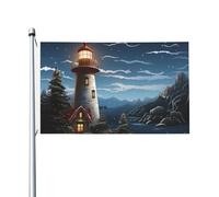 Drapeau de cour double face de 0,9 x 1,5 m pour extérieur/intérieur - Drapeau du Père Noël phare - Bannières de bienvenue pour jardin, maison, vacances, décoration de la maison, drapeau de jardin