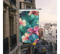 Drapeau de cour double face de 0,9 x 1,5 m pour extérieur/intérieur, drapeau floral tropical, bannière de bienvenue pour jardin, maison, vacances, décoration d'intérieur, drapeaux de jardin