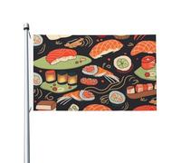 Drapeau de cour double face de 0,9 x 1,5 m pour extérieur/intérieur - Drapeau japonais pour sushi crevettes - Bannières de bienvenue pour jardin, maison, vacances, décoration de la maison