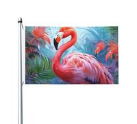 Drapeau de cour double face de 0,9 x 1,5 m pour extérieur/intérieur - Drapeau peint flamant rose - Bannières de bienvenue pour jardin, maison, vacances, décoration d'intérieur