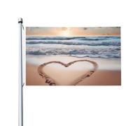 Drapeau de cour double face de 0,9 x 1,5 m pour extérieur/intérieur en forme de cœur, bannière romantique de bienvenue pour jardin, maison, vacances, décoration d'intérieur, drapeau de jardin