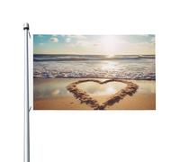 Drapeau de cour double face de 0,9 x 1,5 m pour extérieur/intérieur en forme de cœur, bannière romantique de bienvenue pour jardin, maison, vacances, décoration d'intérieur, drapeau de jardin