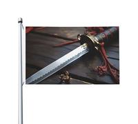 Drapeau de cour double face de 0,9 x 1,5 m pour extérieur/intérieur - Épée de samouraï du Japon - Bannières de bienvenue pour jardin, maison, vacances, décoration de la maison