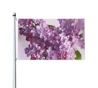 Drapeau de cour double face de 0,9 x 1,5 m pour extérieur/intérieur - Fleurs lilas - Bannières de bienvenue pour jardin, maison, vacances, décoration d'intérieur
