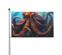 Drapeau de cour double face de 0,9 x 1,5 m pour extérieur/intérieur - Grande bannière de bienvenue en forme de pieuvre pour jardin, maison, vacances, décoration de la maison, drapeau de jardin