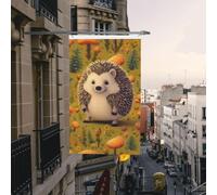 Drapeau de cour double face de 0,9 x 1,5 m pour extérieur/intérieur, hérisson, bannière de bienvenue pour jardin, maison, vacances, décoration d'intérieur, drapeaux de jardin