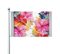 Drapeau de cour double face de 0,9 x 1,5 m pour extérieur/intérieur - Imprimé floral hawaïen - Bannières de bienvenue pour jardin, maison, vacances, décoration d'intérieur