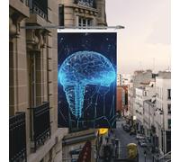 Drapeau de cour double face de 0,9 x 1,5 m pour extérieur/intérieur, intelligence artificielle, bannière de bienvenue pour jardin, maison, vacances, décoration d'intérieur, drapeaux de jardin