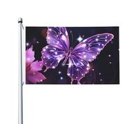Drapeau de cour double face de 0,9 x 1,5 m pour extérieur/intérieur - Joli papillon violet - Bannières de bienvenue pour jardin, maison, vacances, décoration d'intérieur