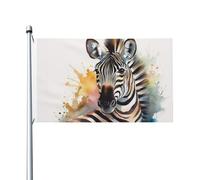 Drapeau de cour double face de 0,9 x 1,5 m pour extérieur/intérieur - Joli zèbre aquarelle - Bannières de bienvenue pour jardin, maison, vacances, décoration d'intérieur
