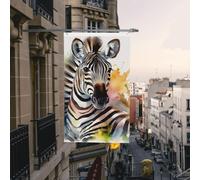 Drapeau de cour double face de 0,9 x 1,5 m pour extérieur/intérieur - Joli zèbre aquarelle - Bannières de bienvenue pour jardin, maison, vacances, décoration d'intérieur