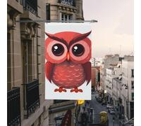 Drapeau de cour double face de 0,9 x 1,5 m pour extérieur/intérieur - Jolie chouette rouge - Bannière de bienvenue pour jardin, maison, vacances, décoration d'intérieur