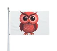 Drapeau de cour double face de 0,9 x 1,5 m pour extérieur/intérieur - Jolie chouette rouge - Bannière de bienvenue pour jardin, maison, vacances, décoration de la maison