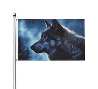 Drapeau de cour double face de 0,9 x 1,5 m pour extérieur/intérieur, loup solitaire, bannière de bienvenue pour jardin, maison, vacances, décoration d'intérieur, drapeau de jardin