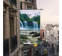 Drapeau de cour double face de 0,9 x 1,5 m pour extérieur/intérieur - Motif cascade - Bannières de bienvenue pour jardin, maison, vacances, décoration d'intérieur