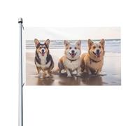 Drapeau de cour double face de 0,9 x 1,5 m pour extérieur/intérieur - Motif chiens heureux - Bannières de bienvenue pour jardin, maison, vacances, décoration d'intérieur