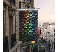 Drapeau de cour double face de 0,9 x 1,5 m pour extérieur/intérieur - Motif écailles de dragon - Bannières de bienvenue pour jardin, maison, vacances, décoration d'intérieur, drapeaux de jardin