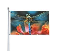Drapeau de cour double face de 0,9 x 1,5 m pour extérieur/intérieur, motif libellule sur la fleur, bannière de bienvenue pour jardin, maison, vacances, décoration de la maison, drapeau de jardin