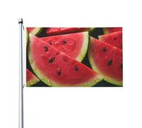 Drapeau de cour double face de 0,9 x 1,5 m pour extérieur/intérieur, motif pastèque, belle bannière de bienvenue pour jardin, maison, vacances, décoration de la maison, drapeau de jardin