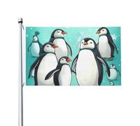Drapeau de cour double face de 0,9 x 1,5 m pour extérieur/intérieur - Motif pingouins mignons - Bannières de bienvenue pour jardin, maison, vacances, décoration d'intérieur