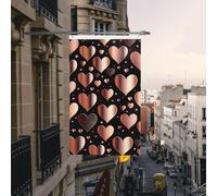 Drapeau de cour double face de 0,9 x 1,5 m pour extérieur/intérieur - Or rose - Cœur d'amour - Bannières de bienvenue pour jardin, maison, vacances, décoration d'intérieur