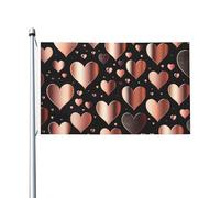 Drapeau de cour double face de 0,9 x 1,5 m pour extérieur/intérieur - Or rose - Cœur d'amour - Bannières de bienvenue pour jardin, maison, vacances, décoration d'intérieur