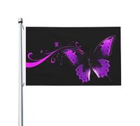 Drapeau de cour double face de 0,9 x 1,5 m pour extérieur/intérieur - Papillon violet et noir - Bannières de bienvenue pour jardin, maison, vacances, décoration d'intérieur