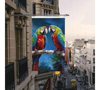 Drapeau de cour double face de 0,9 x 1,5 m pour extérieur/intérieur, perroquets, bannières de bienvenue pour jardin, maison, vacances, décoration d'intérieur, drapeaux de jardin