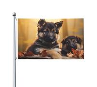 Drapeau de cour double face de 0,9 x 1,5 m pour extérieur/intérieur - Petit berger allemand - Bannière de bienvenue pour jardin, maison, vacances, décoration de la maison