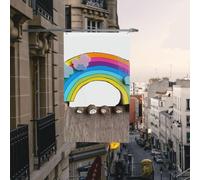 Drapeau de cour double face de 0,9 x 1,5 m pour extérieur/intérieur, petite bannière arc-en-ciel pour jardin, maison, vacances, décoration d'intérieur, drapeaux de jardin