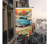 Drapeau de cour double face de 0,9 x 1,5 m pour extérieur/intérieur, pickup, camion, bannières de bienvenue pour jardin, maison, vacances, décoration d'intérieur, drapeaux de jardin