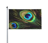 Drapeau de cour double face de 0,9 x 1,5 m pour extérieur/intérieur - Plumes de paon - Bannières de bienvenue pour jardin, maison, vacances, décoration de la maison, drapeau de jardin