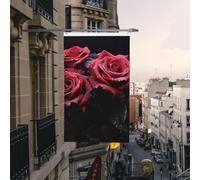 Drapeau de cour double face de 0,9 x 1,5 m pour extérieur/intérieur, rose rouge et feuilles noires, bannières de bienvenue pour jardin, maison, vacances, décoration de la maison, drapeaux de jardin