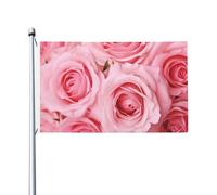 Drapeau de cour double face de 0,9 x 1,5 m pour extérieur/intérieur - Roses fraîches - Bannières de bienvenue pour jardin, maison, vacances, décoration d'intérieur