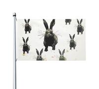 Drapeau de cour double face de 0,9 x 1,5 m pour extérieur/intérieur, silhouette de lapins, bannières de bienvenue pour jardin, maison, vacances, décoration de la maison, drapeau de jardin