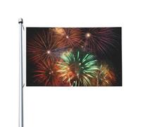 Drapeau de cour double face de 0,9 x 1,5 m pour extérieur/intérieur, splendide feux d'artifice de bienvenue pour jardin, maison, vacances, décoration d'intérieur, drapeau de jardin