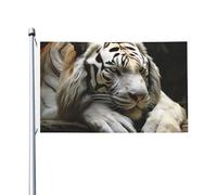 Drapeau de cour double face de 0,9 x 1,5 m pour extérieur/intérieur - Tigre couché - Bannières de bienvenue pour jardin, maison, vacances, décoration de la maison