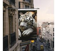 Drapeau de cour double face de 0,9 x 1,5 m pour extérieur/intérieur - Tigre couché - Bannières de bienvenue pour jardin, maison, vacances, décoration de la maison