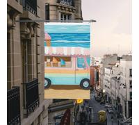 Drapeau de cour double face de 0,9 x 1,5 m pour intérieur/extérieur, plage, camion de crème glacée, bannières de bienvenue pour jardin, maison, vacances, décoration d'intérieur, drapeaux de jardin