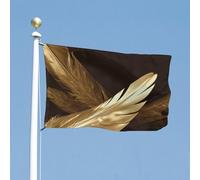 Drapeau de cour double face de 152,4 x 243,8 cm avec plumes dorées, drapeau de bienvenue pour l'extérieur avec œillets en laiton, drapeau de maison, printemps, été, grand drapeau d'extérieur pour cour
