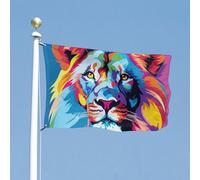Drapeau de cour double face de 152,4 x 243,8 cm, drapeau de jardin lion coloré, drapeau de bienvenue pour l'extérieur avec œillets en laiton, drapeau de maison, printemps, été, grand drapeau