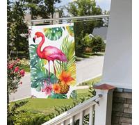 Drapeau de cour double face de 61 cm x 0,9 m pour extérieur/intérieur - Aquarelle tropicale ananas flamant rose - Bannières de bienvenue pour jardin, maison, vacances, décoration de la maison